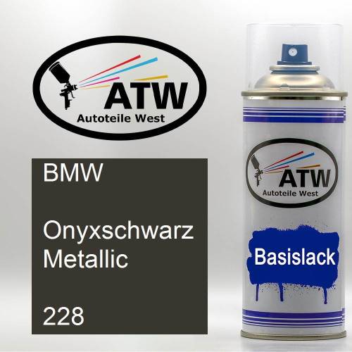 BMW, Onyxschwarz Metallic, 228: 400ml Sprühdose, von ATW Autoteile West.